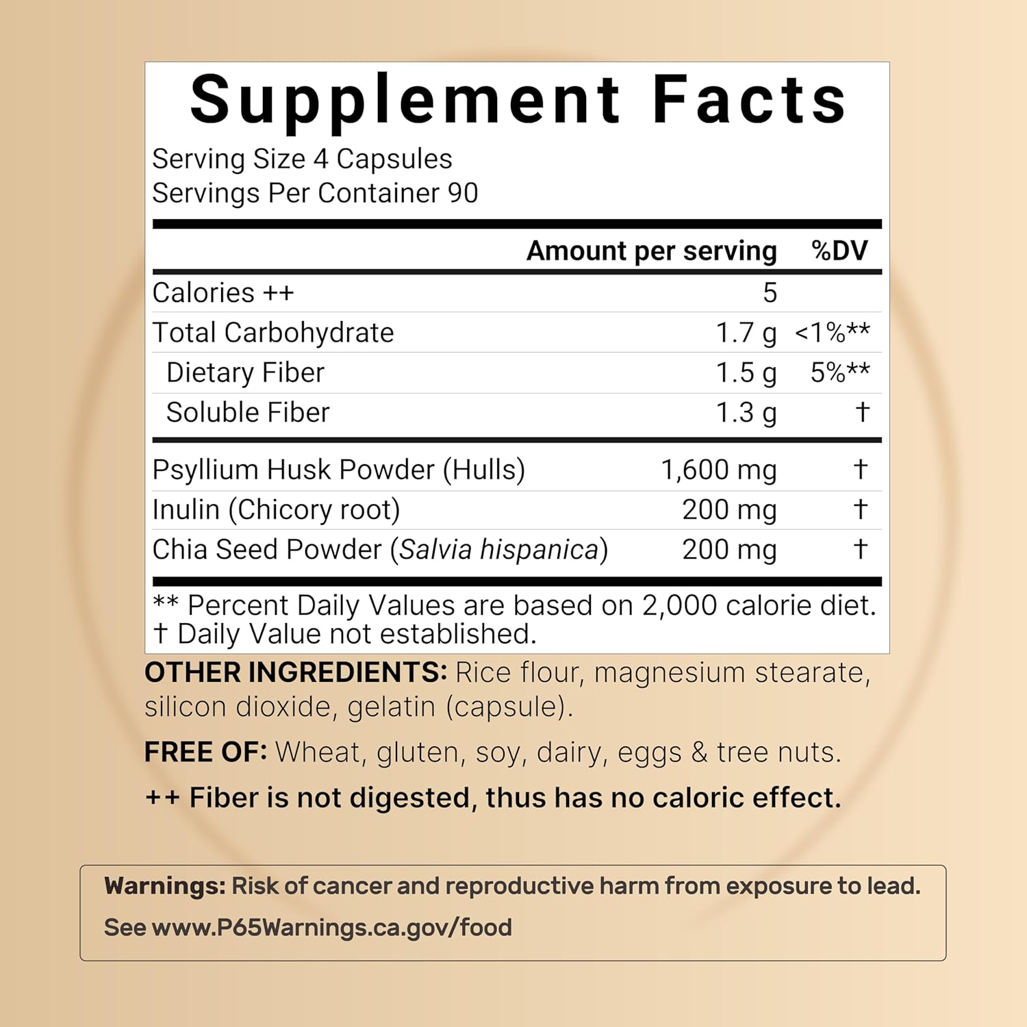 NatureBell Psyllium Husk Fiber Capsules 2,000mg Per Serving, 360 Caps | Soluble Fiber Supplement | 3-in-1 with Inulin & Chia Seed | Plant Based, Non-GMO, Gluten Free - Image 2