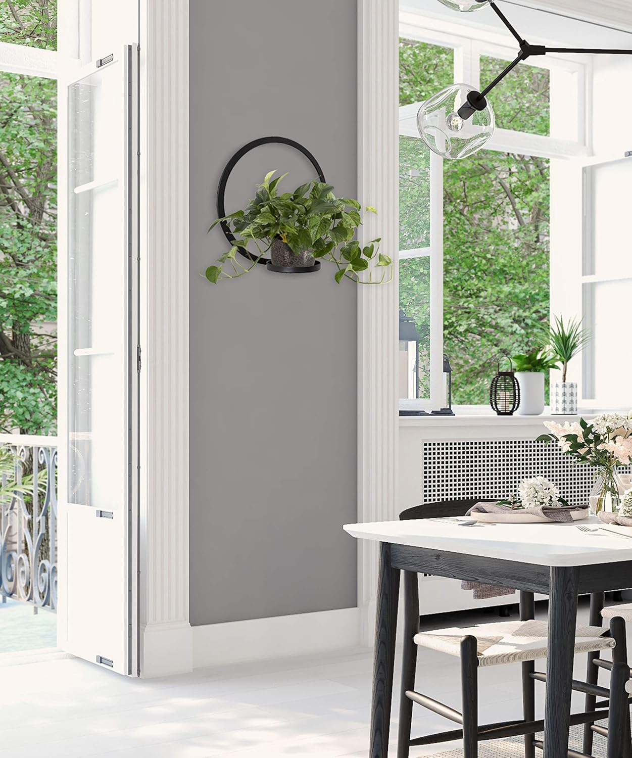 Kate and Laurel Khauli Glam Round Wall Sconce, 12 Inch Diameter, Black, Metal Geometric Candle Holders for Wall