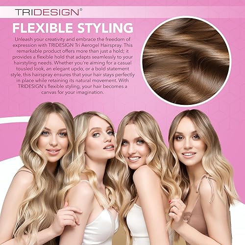 Miniatura 10 de TRIDESIGN Aerogel - Spray de acabado de cabello de fijación fuerte para dar volumen y control, peinado flexible para todo tipo de cabello,