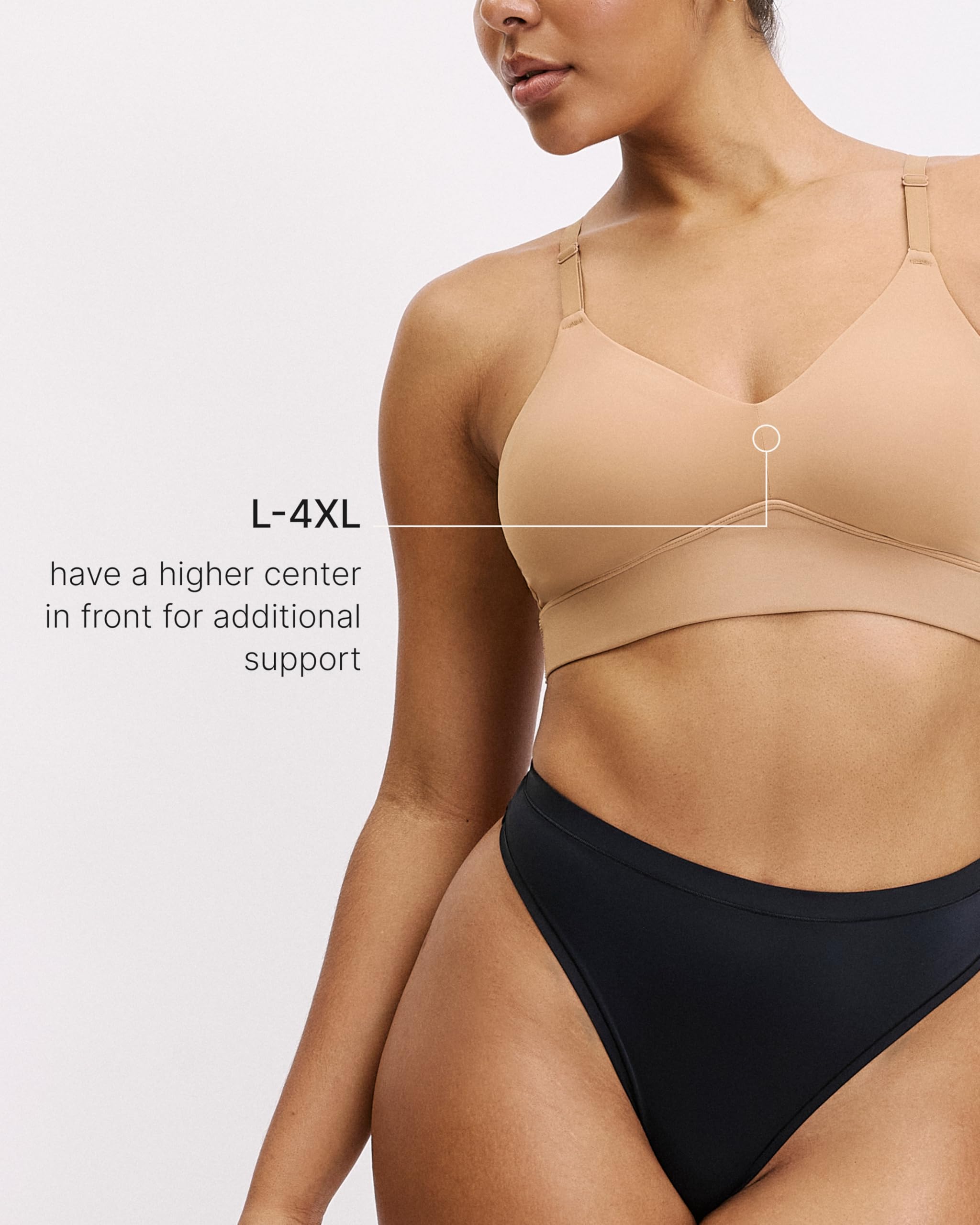 Harper wilde Bralette triangular Bliss - Bralette ultrasuave y ligero con escote en V profundo con correas ajustables