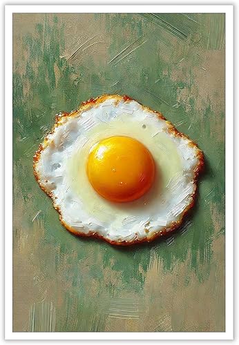 Póster retro de lienzo con estampado de huevo de comida, arte de pared, impresiones estéticas de cocina, decoración estética, 12 x 18 pulgadas, sin