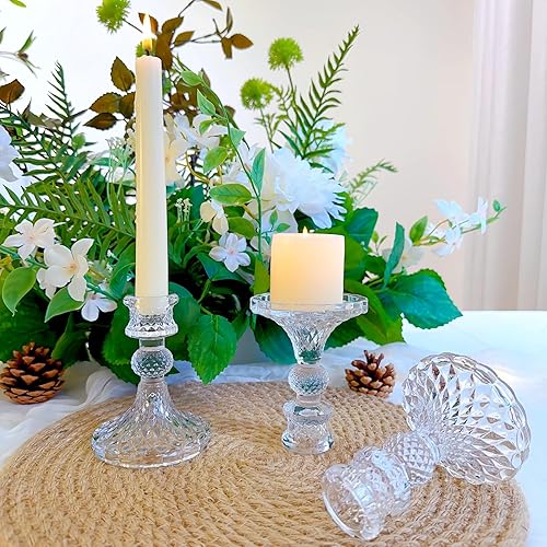 Miniatura 9 de Portavelas de cristal, portavelas cónico a rayas, juego de 6 candelabros para centros de mesa, decoración del hogar, bodas, festivales y fiestas