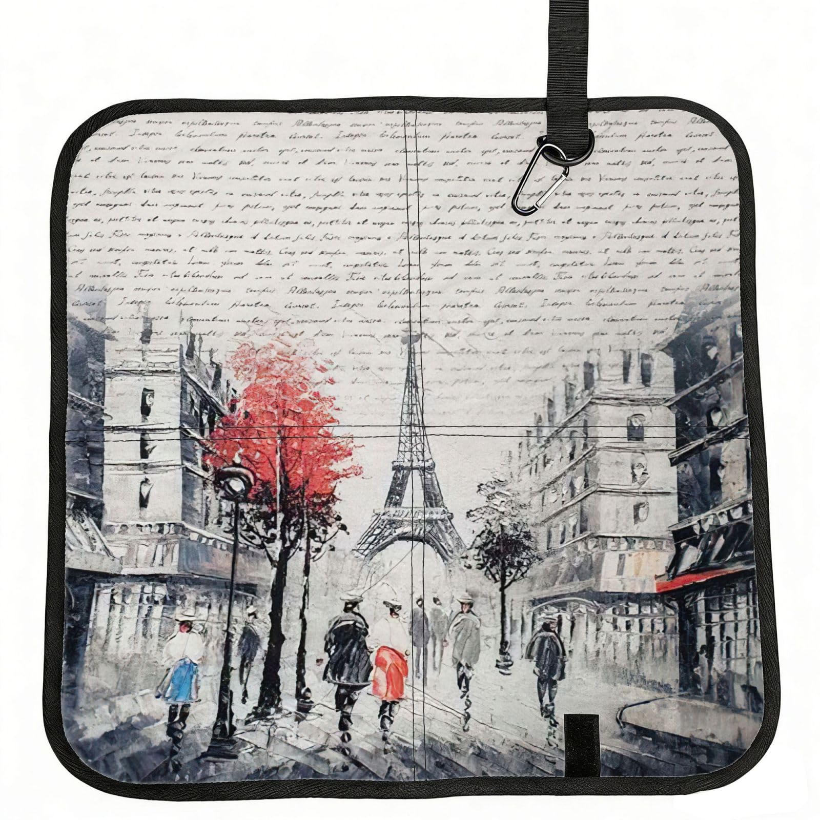 bghdfa Paris Street Tower Painting Print Outdoor Sitting Mat Waterproof Oxford Cloth Seat Cushion Folding Foam Camping Seat For Picnic