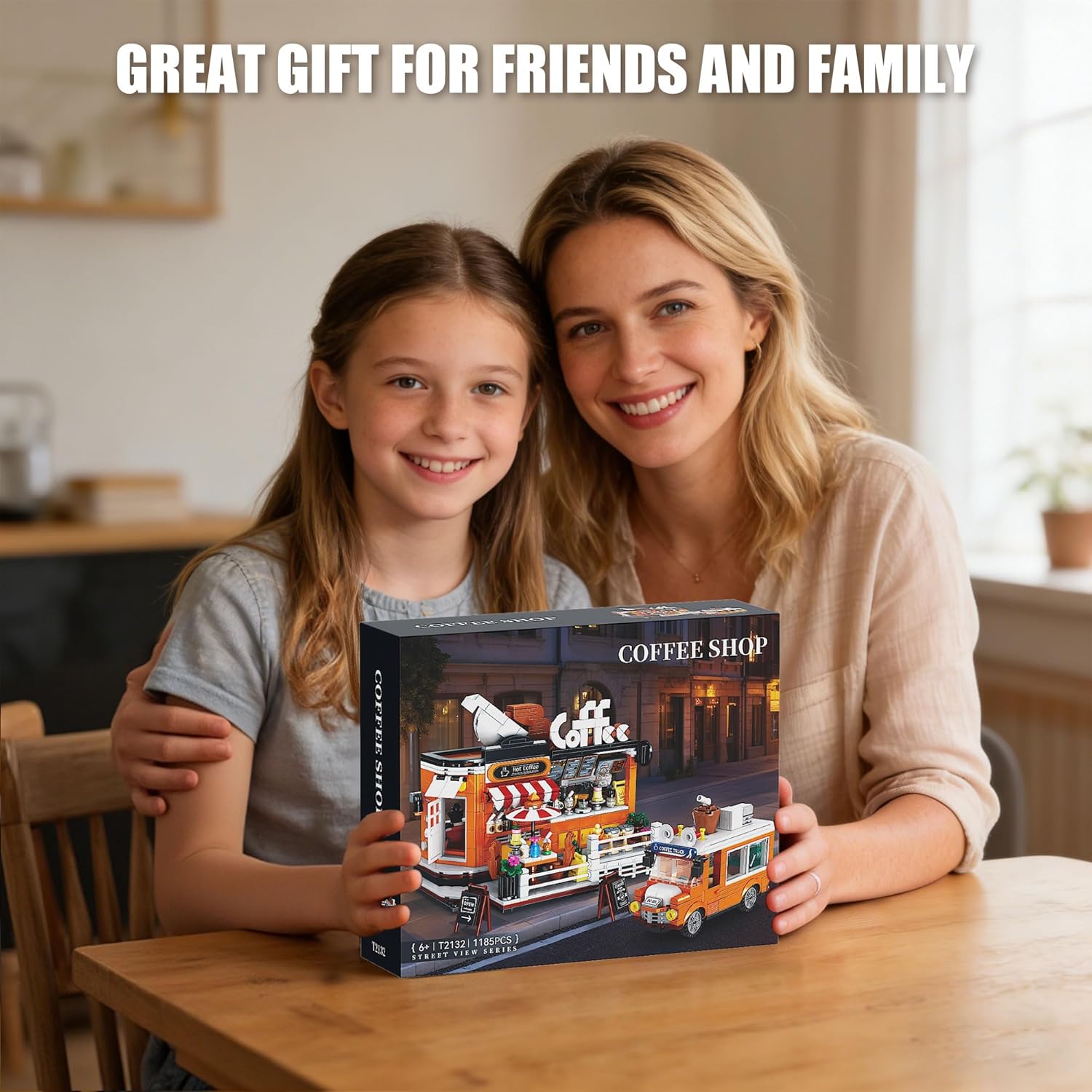 City Coffee House Building Blocks Set, 1185 Pcs Cafe Shop Building Toys with Moveable Coffee Car,STEM Construction Toys Model for Home Decor, Birthday Gift for Adults Kids Boys Girls 8-12