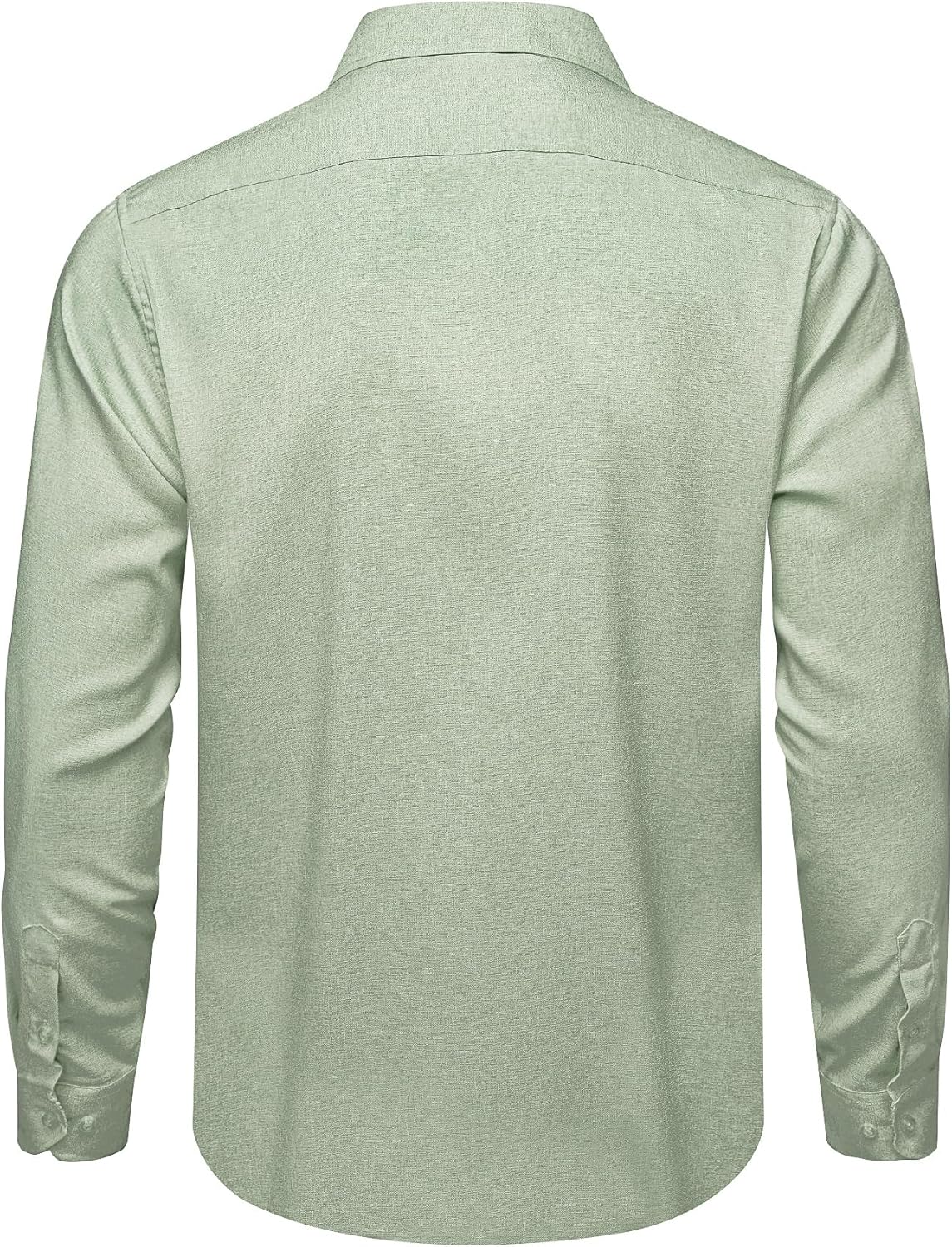 Mens Linen Shirts Casual Long Sleeve Button Down Shirt Untucked Regular Fit Contrast Collar Dress Shirt with Pocket - Image 4