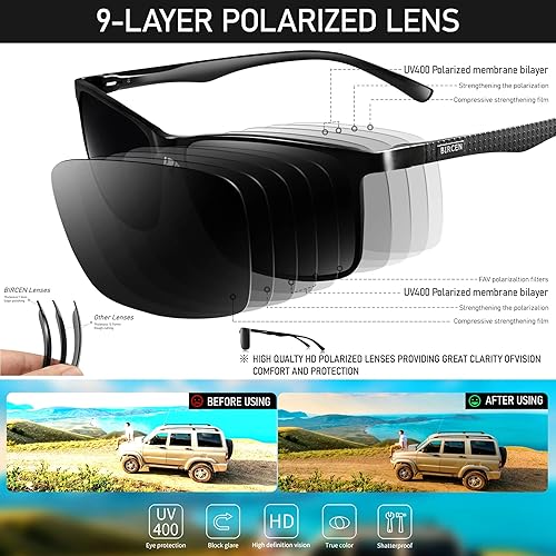 Miniatura 5 de BIRCEN Mens Sunglasses Polarized UV Protection Classic Shades for Men Driving Fishing with Al-Mg Metal Frame
