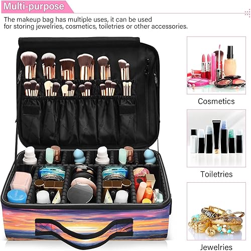Miniatura 5 de Sunset Prairie Flowers travel cosmetics bag toiletry bag travel toiletry bag for women makeup bag with compartments neceser de viaje para mujer men