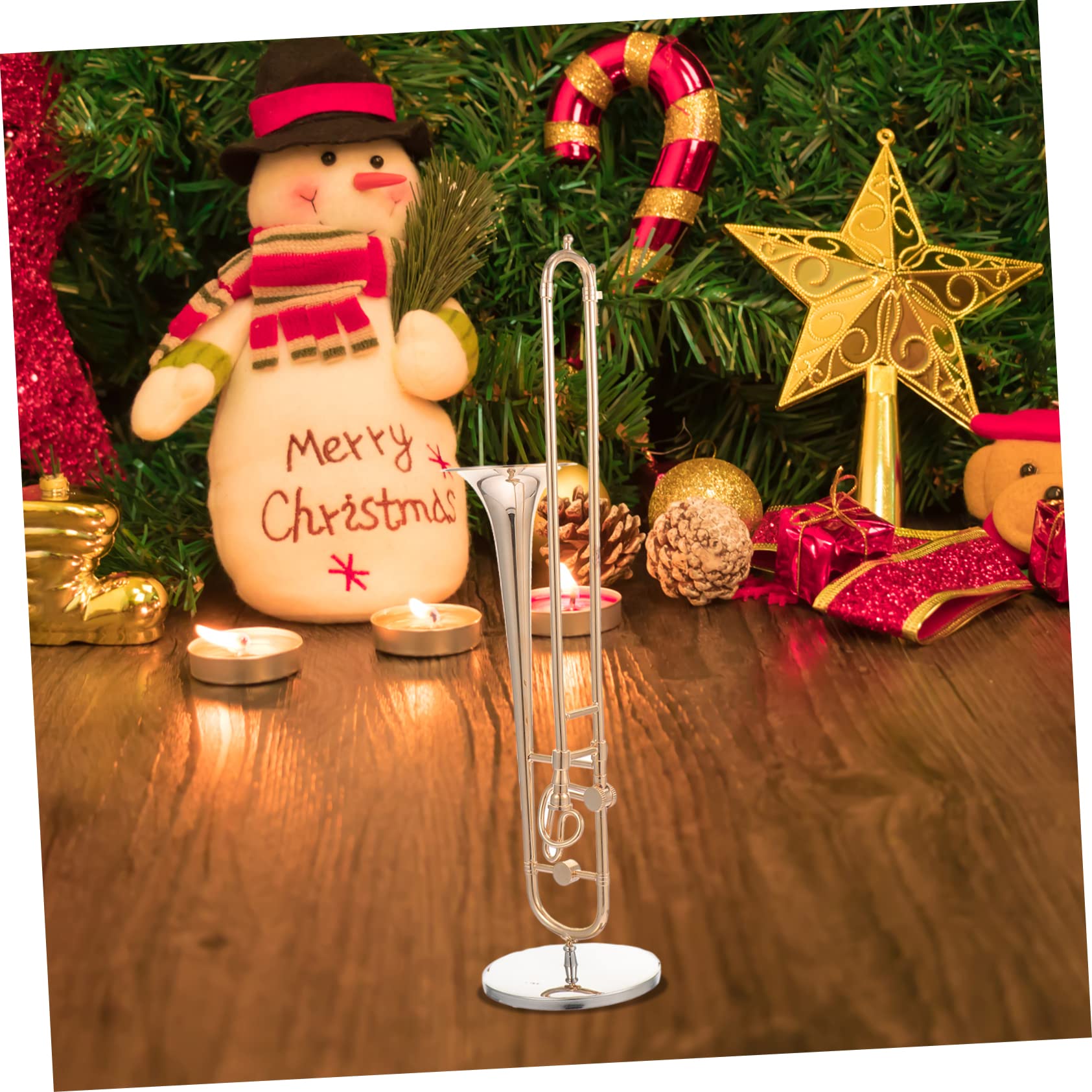 VICASKY 1 Pc Modelo De Trombón Modelo De Exhibición De Trombón Soporte De Mini Trombón Modelo De Instrumento Estuche De Trombón Niño Sala De Juguetes Delicado Cobre Chapado En 24k