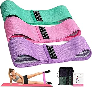 Bandes de Résistance Musculation Femme Homme (Lot de 3) | Bande Élastique Fitness Anti-Dérapante | Kit de Fitness en Tissu pour Yoga, Pilates, Crossfit et Fessiers - avec Sac