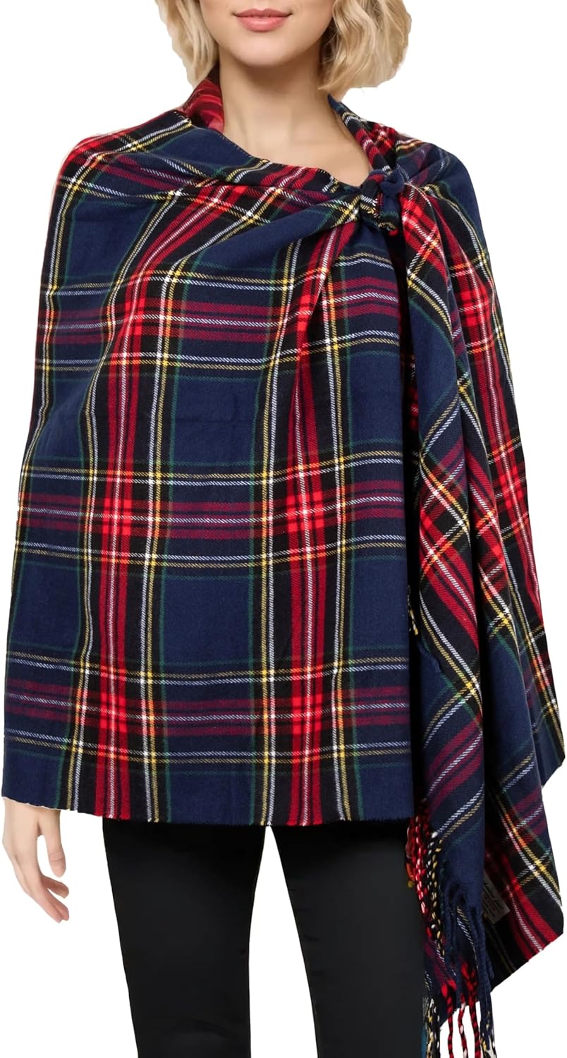 Achillea Long & Wide Scottish Tartan Plaid Shawl Wrap – Soft Cashmere Feel Winter Scarf, Outlander-Inspired Christmas Gift
