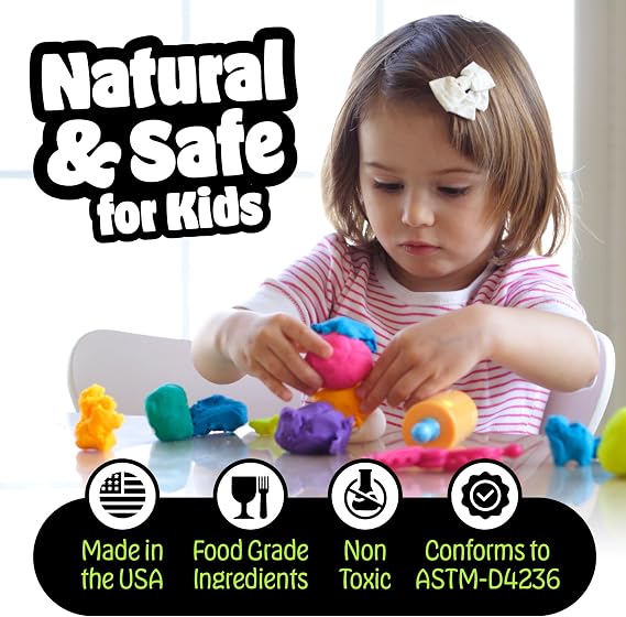 Hygloss Play Modeling Dough for Kids, 12 Assorted Colors, 1lb, Unscented