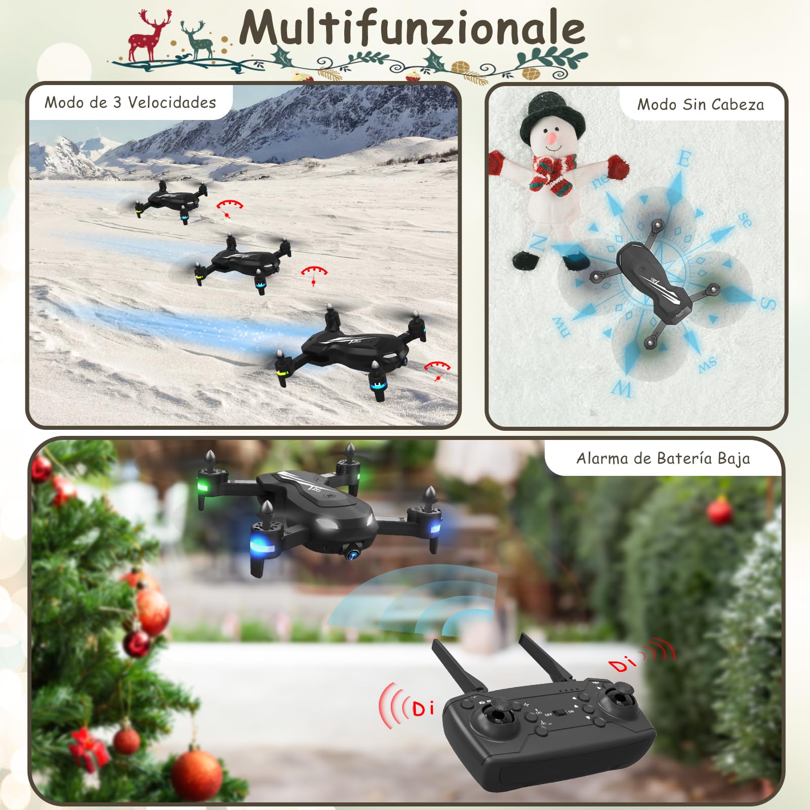 Wipkviey T26 Dron con Cámara 1080P HD - C0 Drone Profesional para Niños y Principiantes Transmisión FPV, Con 2 Baterías y Bolsa Portátil,Con Video WiFi en Vivo Quadcopter RC con 2 Baterías 26 Mins