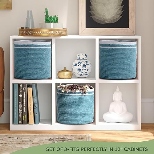 Miniatura 2 de Eco-living - Cesta de almacenamiento de cuerda de algodón reciclado, cesta para plantas, organizador de almacenamiento multiusos, cubos de