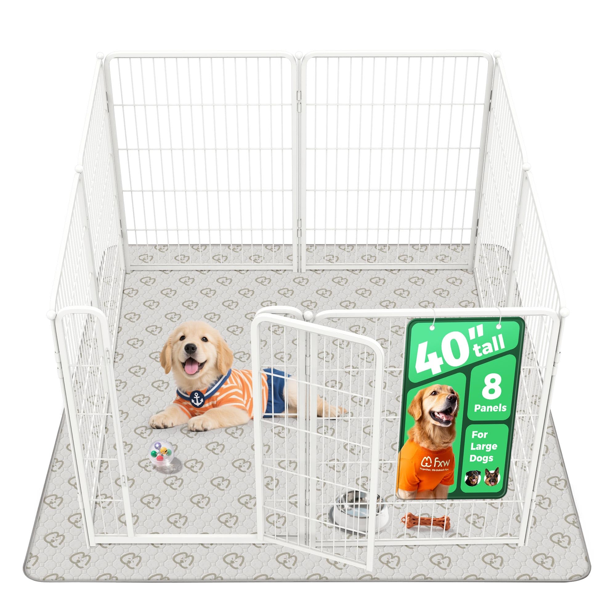 FXW Homeplus Indoor Dog Playpen with Washable Pee Pad, 40" H, 8 Panels