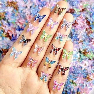 LBPEPAMZ 50Pcs Micro Resin Butterflies Nail Art Rhinestones Colorful Spring Butterfly Nail Charms Mini Micro Nail Art Charms for Manicure Crafts Cute Night Light Nail Diamonds Suitable for Salon DIY