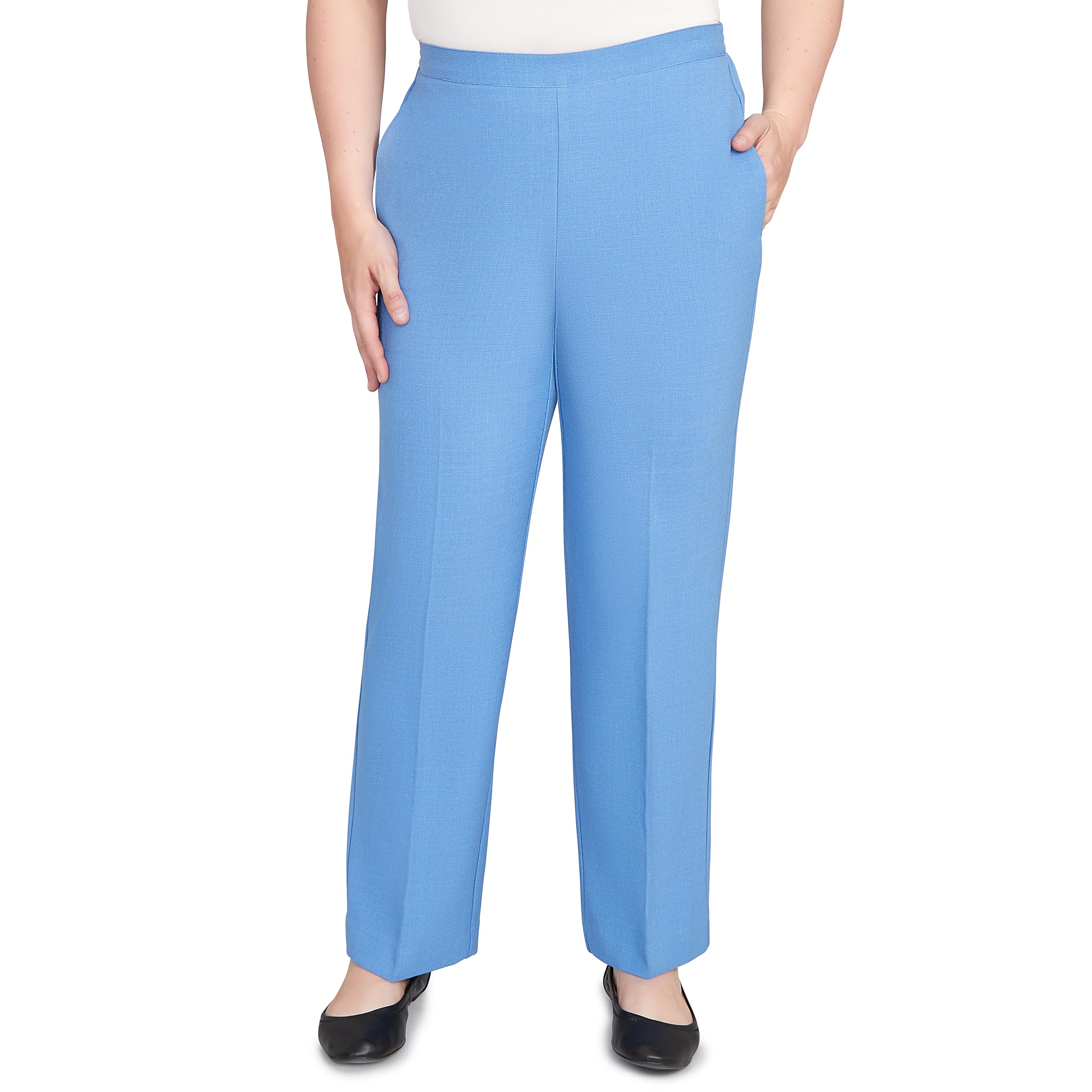 Alfred Dunner Textured Pull On Elastic Short Length Pant