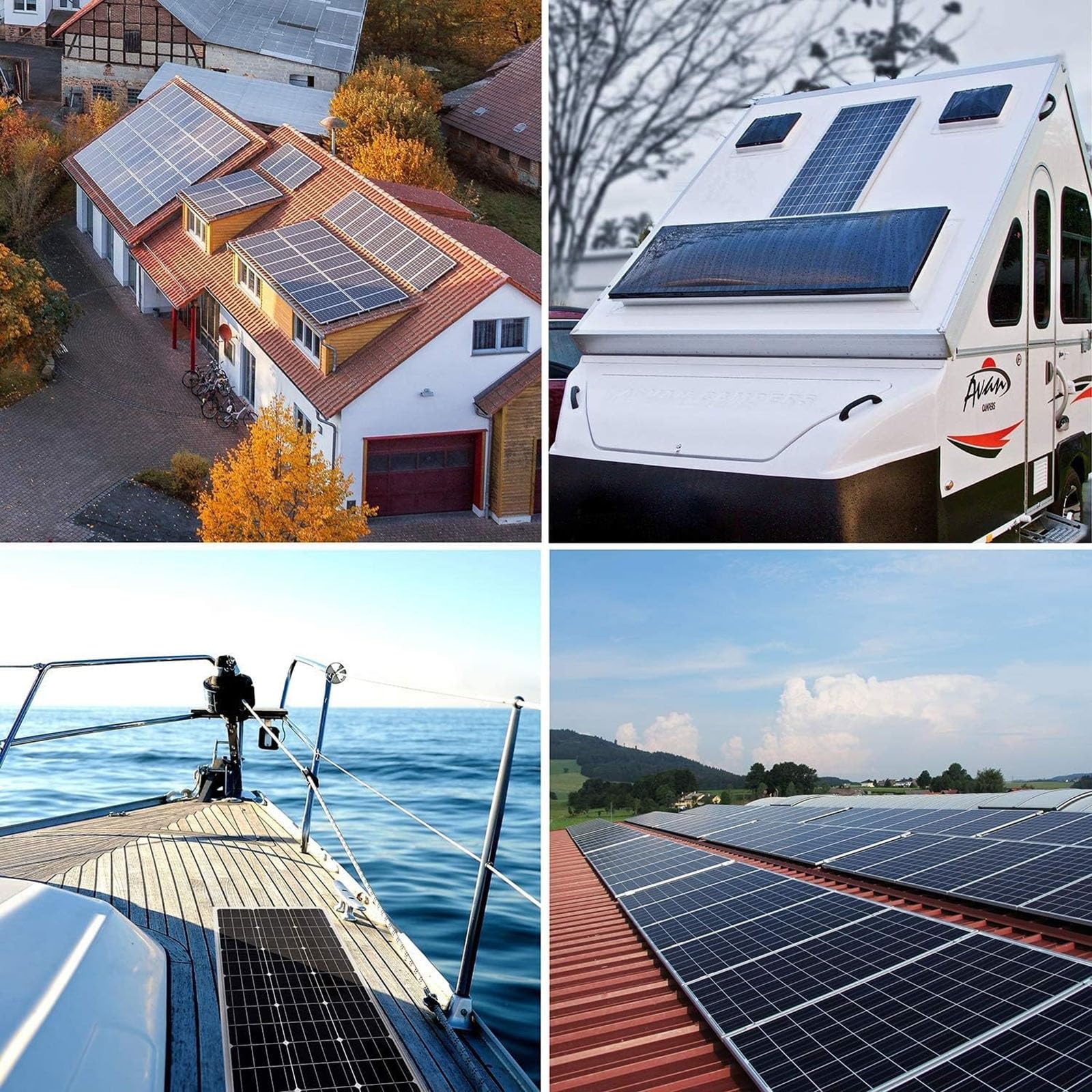 Kit di Pannelli solari Flessibili 400W, monocristallino ad Alte Prestazioni, Leggero, Impermeabile, 12V/24V Sistema per Camper, Camper, Barca, Furgone, Camper