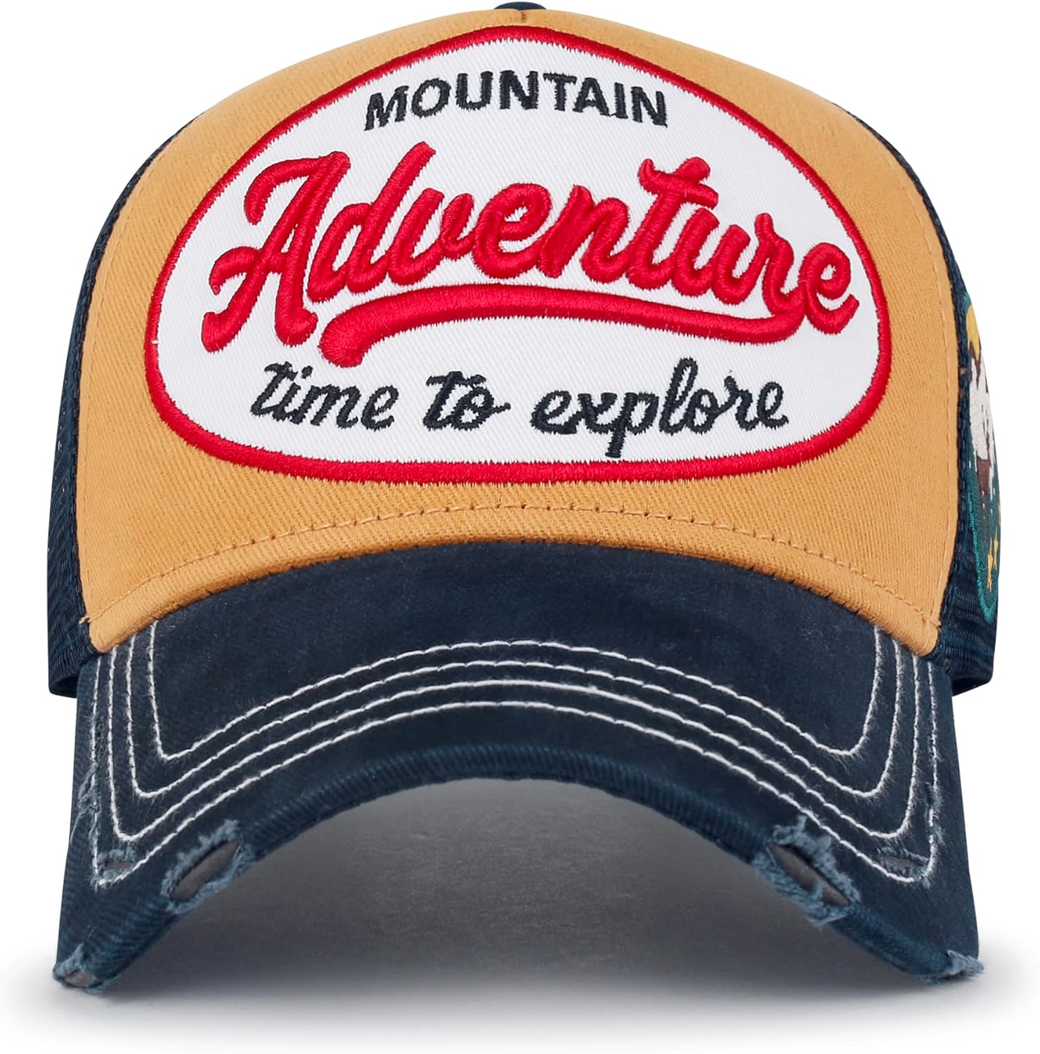 ililily Premium Road Trip Vintage Distressed Snapback Trucker Hat Baseball Cap
