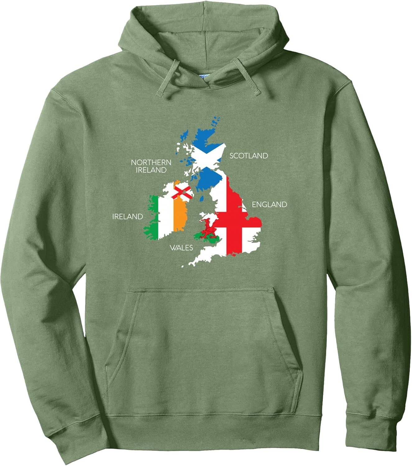British Isles Sea Ireland Scotland Wales England Map Coins Pullover Hoodie