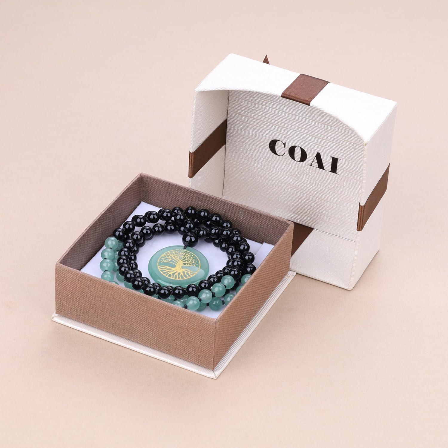 COAI Handmade 108 Mala Beads, Tree of Life Necklace for Men Women, 6mm Green Aventurine Onyx Necklace for Men Women - Image 7