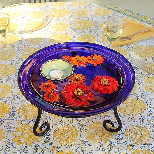 Miniatura 5 de Achla Designs 201-7020 12 pulgadas azul cobalto Crackle Short Stand Birdbath