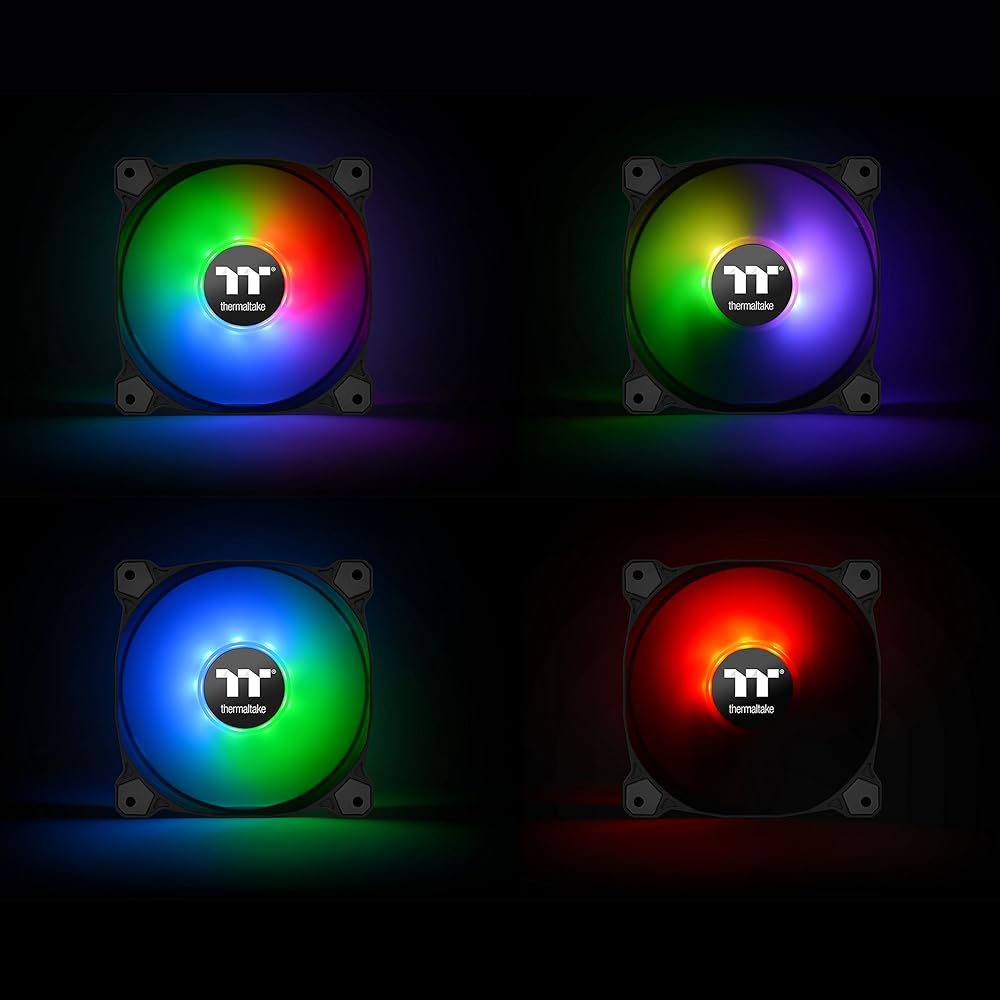 Thermaltake Pure Plus 12 RGB TT Premium Edition 120mm Software Enabled Circular 9 Controllable LEDs RGB PWM Case Radiator Fan 3Pack thumbnail 4