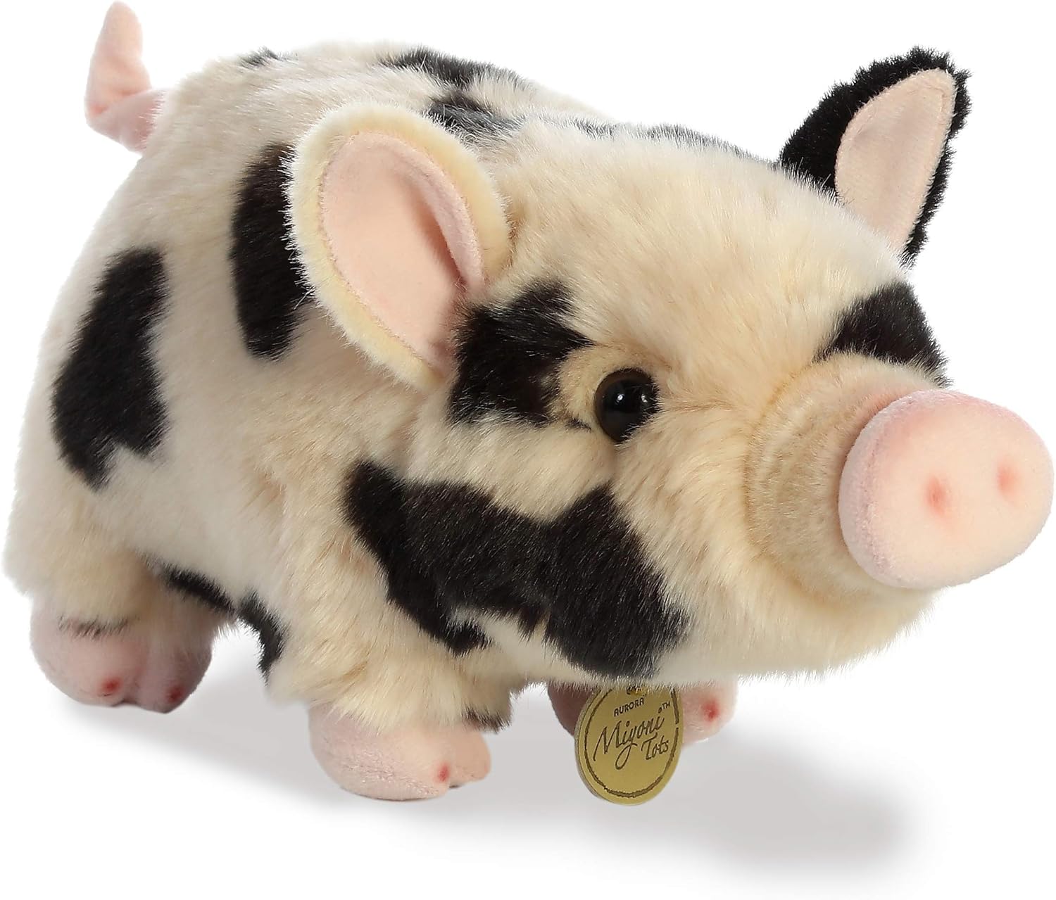 Aurora® Adorable Miyoni® Tots Pot-Bellied Piglet Spotted Stuffed Animal - Lifelike Detail - Cherished Companionship - Pink 11 Inches