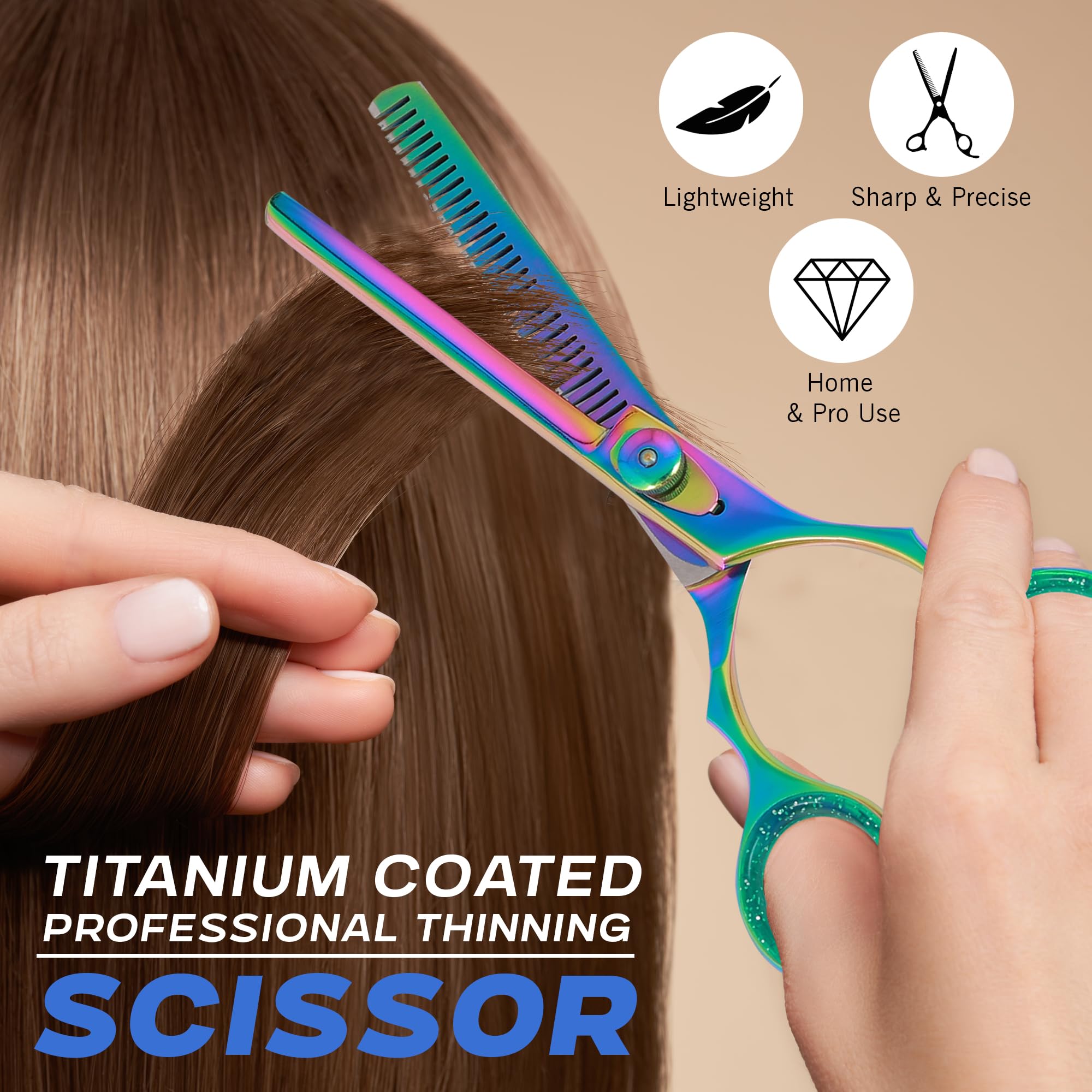 KATX Professional Tijeras Entresacar Peluqueria Acero Inoxidable 6.5" Multicolor