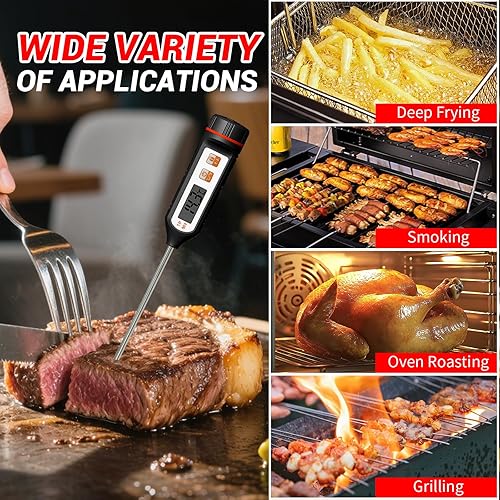 Miniatura 7 de YFL Termómetro de comida de lectura instantánea, termómetro digital impermeable para carne con sonda de acero inoxidable, termómetro de cocina