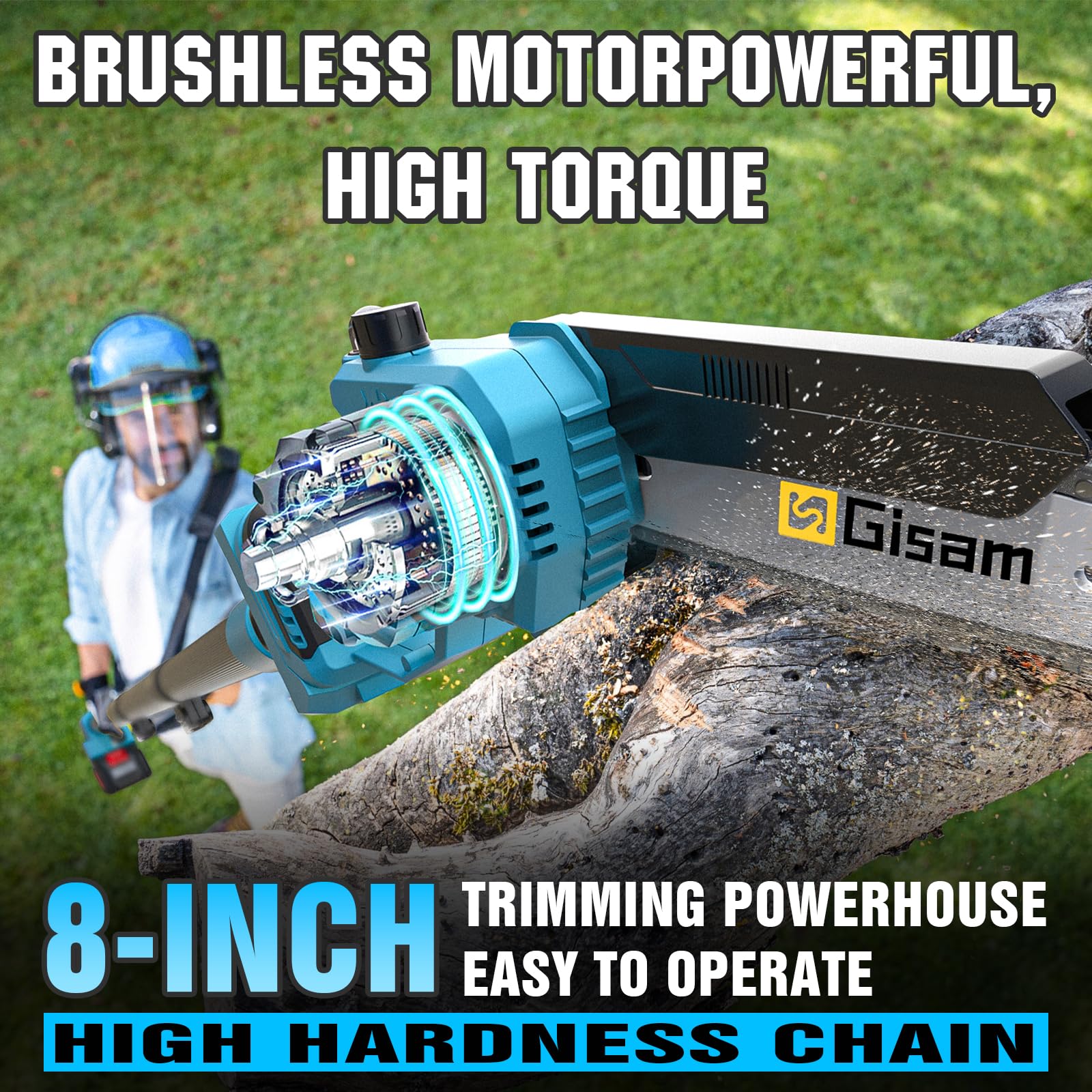 2-In-1 KettensäGe Und Hochentaster Akku FüR Makita 18v, Mit 2×4.0ah Akku, VerläNgerungsstange Bis 4.2m, BüRstenloser Motor, Elektro Hochentaster AstsäGe FüR Baumzweige, Holzschneiden