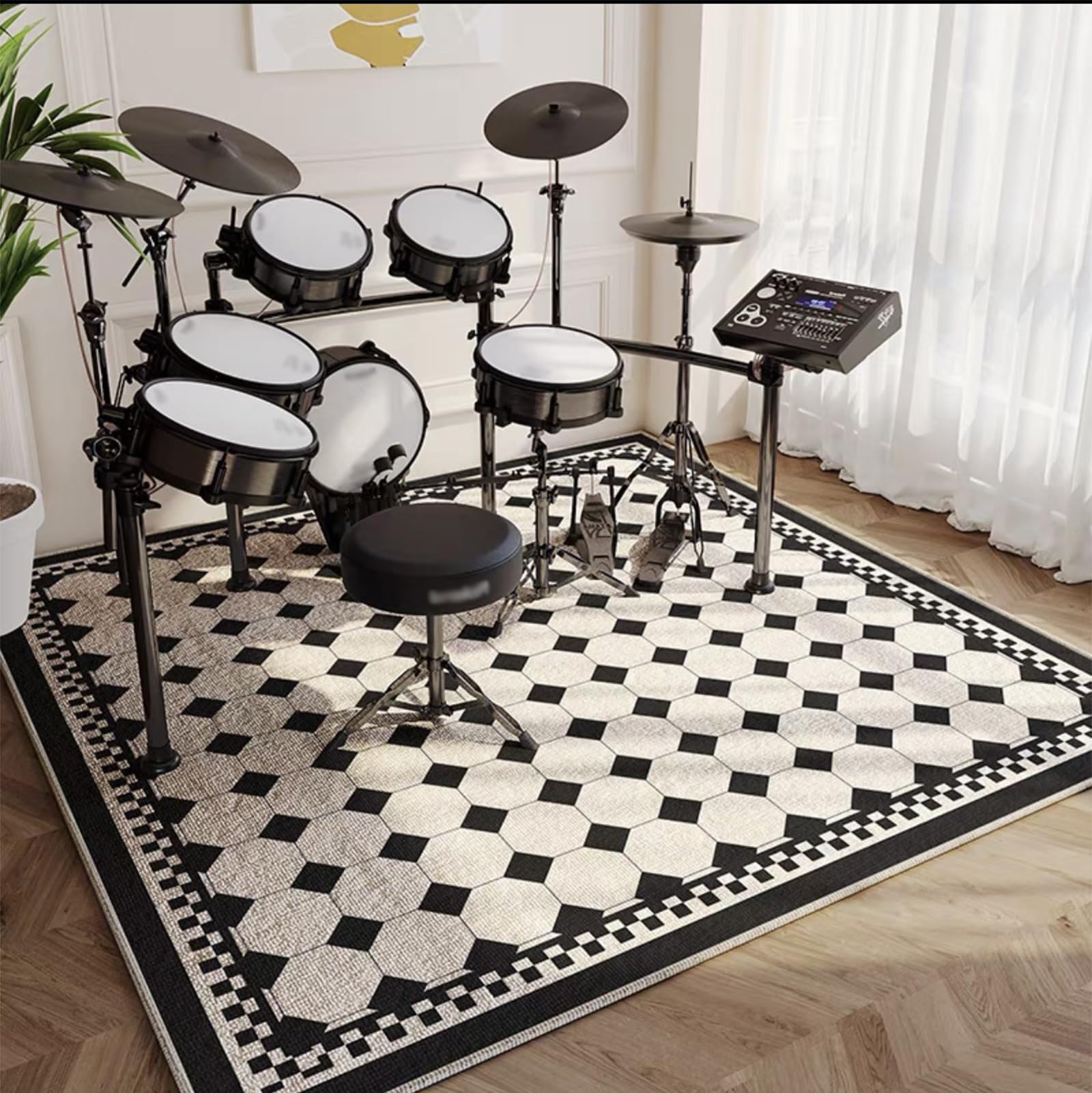 Tapis antidérapant pour batterie électronique – Tapis insonorisant pour grosse caisse, caisse claire, guitare, batterie – Forme rectangulaire, parfait pour les amateurs de musique
