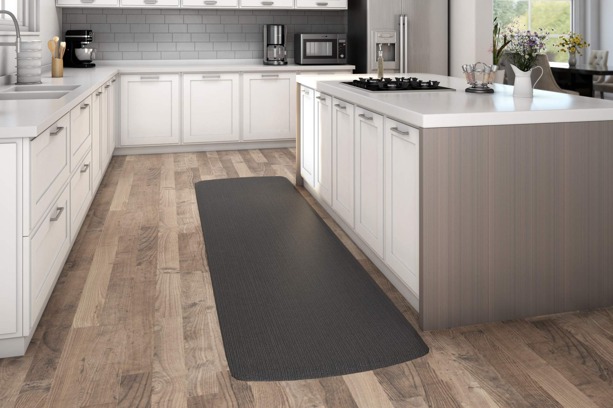NewLife by GelPro Anti-Fatigue Designer Comfort Kitchen Floor Mat, 30x108”, Grasscloth Charcoal Stain Resistant Surface with 3/4” Thick Ergo-foam Core for Health and Wellness