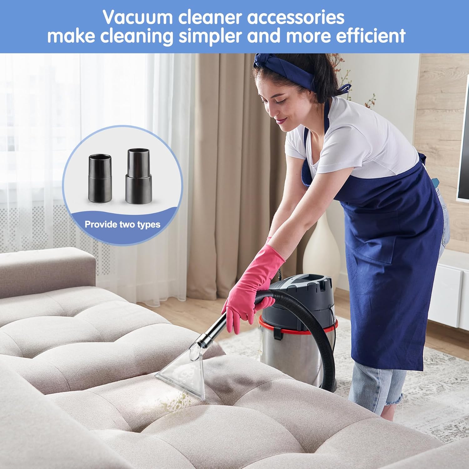Universal Clear Vacuum Extraction Accessory Compatible with All Shop Vac Extractor with 1-7/8", 1-1/4" Adapters Wet Dry Vacuum Cleaner Attachments for Upholstery Carpet Cleaning Car Detailing