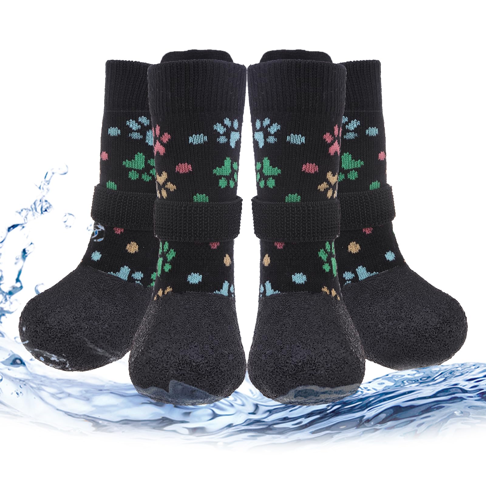 PUPTECK Anti Slip Dogs Shoes for Hot/Cold Pavement, Senior Booties, Rubber Boots & Paw Protectors for Small Medium Large Size Dogs to Prevent Licking,