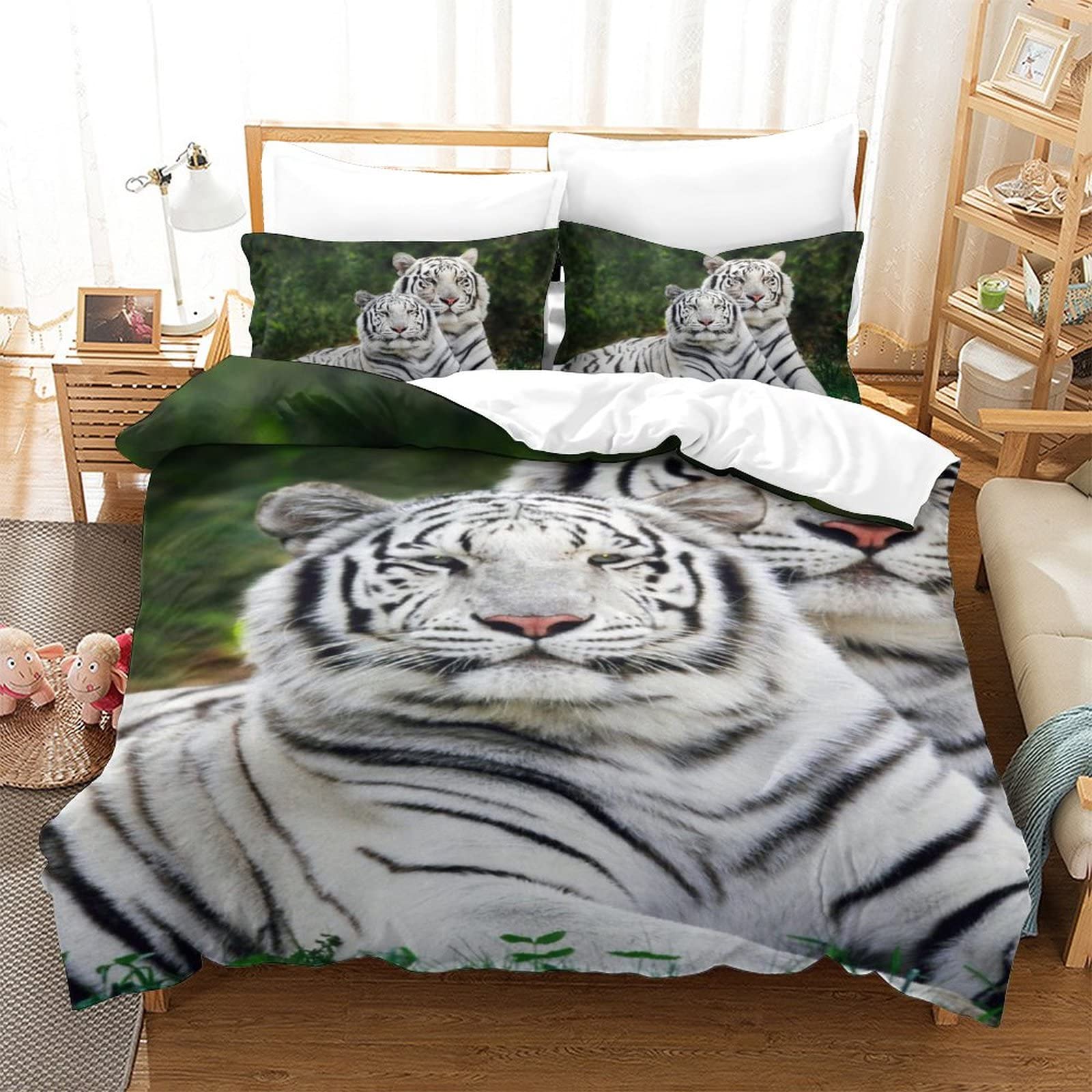 Parure tigre blanc en 3D pour décorer une chambre d'ado moderne