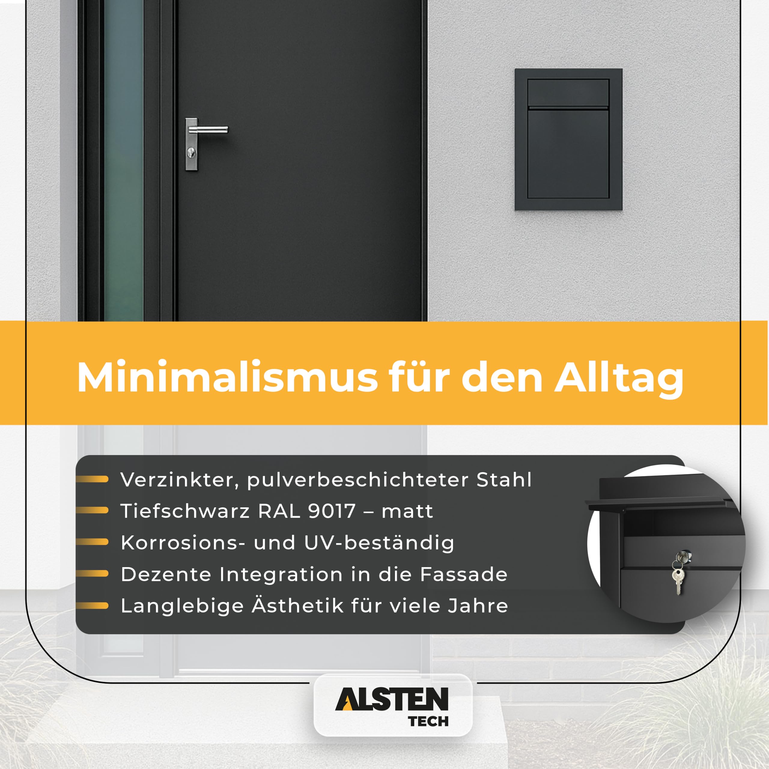 Unterputz Briefkasten Einbaubriefkasten RAL7016 Anthrazit flächenbündig