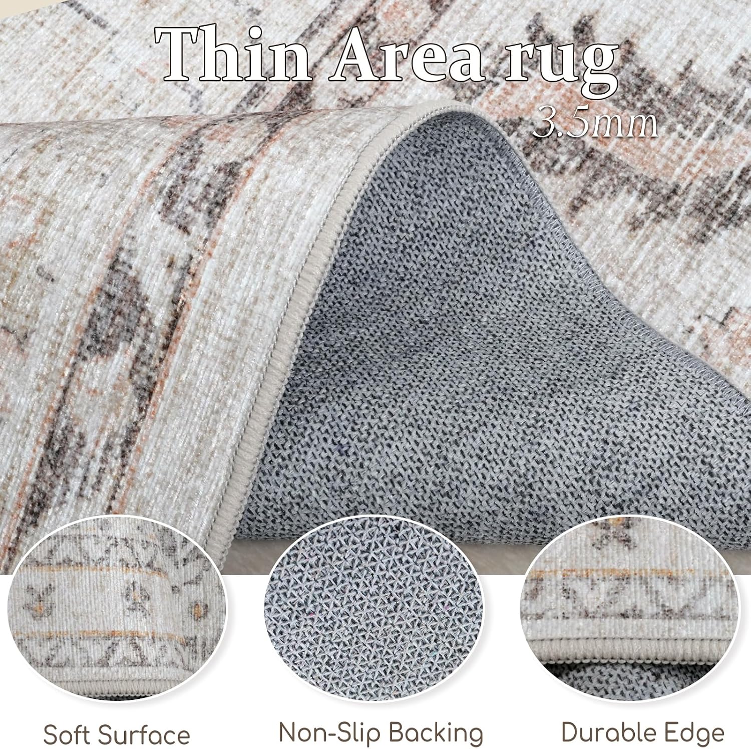 Area Rug 9x12, Washable Area Rugs 9x12 Living Room, Large Rugs for Bedroom with Non Slip Backing for Office Dining Room Nursery