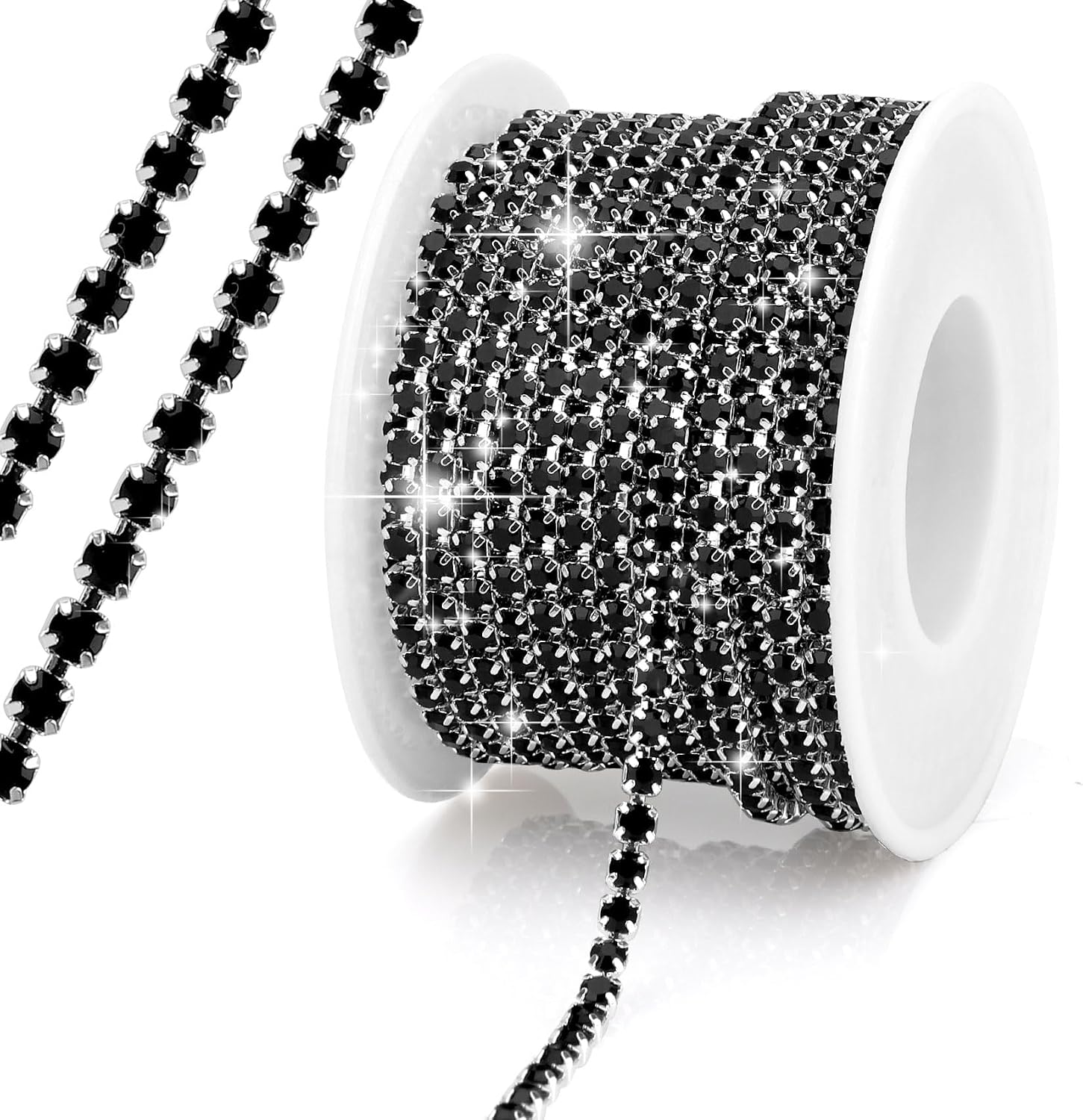 Amazon.com: Black Silver Rhinestone Chain, 10 Yards 3MM Crystal ...