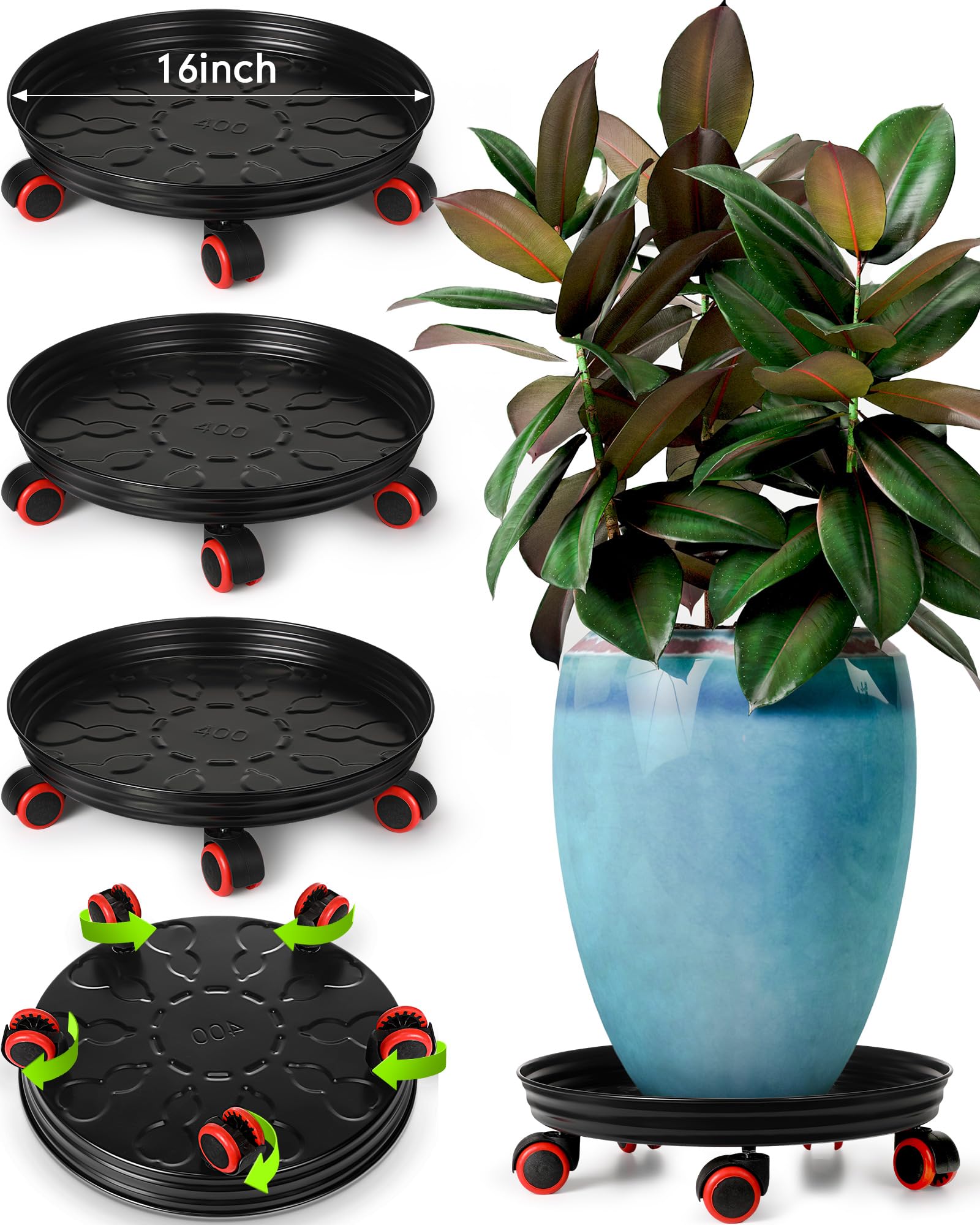 4 Pcs Plant Caddies Round Potted Plant Stand With ... – Grandado