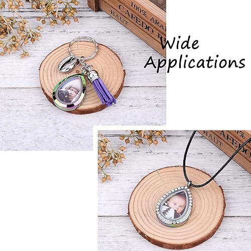 Miniatura 5 de Pandahall - Dijes de diamantes de imitación para fotos, medallón flotante de memoria, caja de fotos de cristal, colgantes de doble cara para ramo de