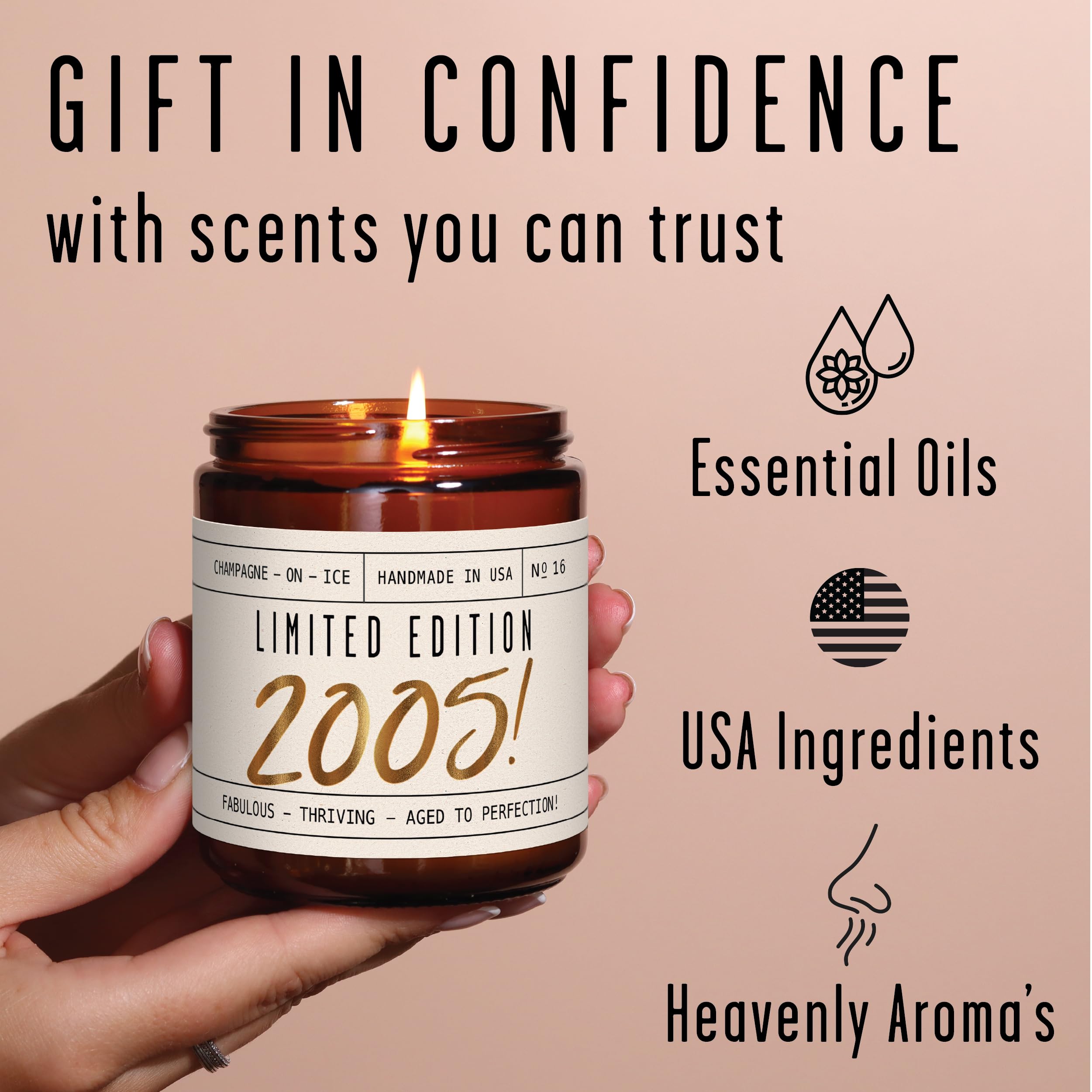 21st Birthday Gifts for Her - 'Limited Edition 2005' Soy Candle, w/Sparkling Berries & Fruit I 21st Gifts for Women I 2005 21 Birthday Gift for Her I 9oz Reusable Jar, 50Hr Burn, Made in USA