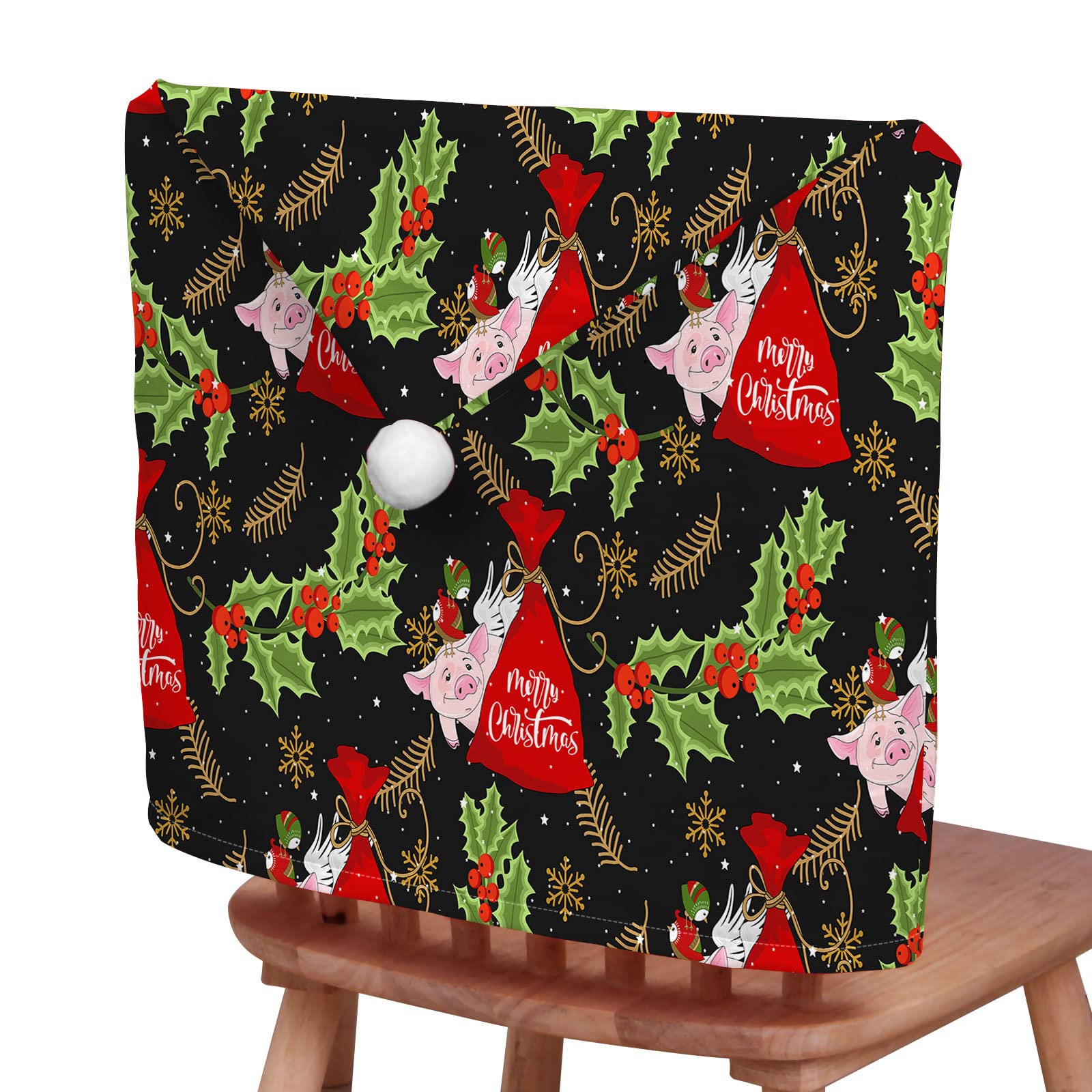 Hiseng Coprisedia Natalizi, Copertura della Sedia di Natale, Cappello di Babbo Natale Copri Sedia, Cover Decorazione Natalizia Festa Babbo Natale e Pupazzo di Neve Decor (10 Pezzi,Maiale 2)