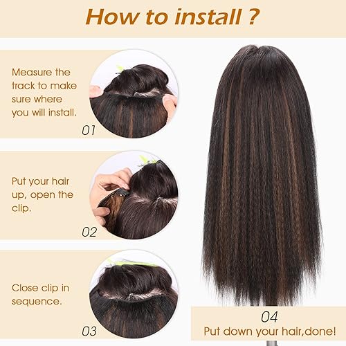 Miniatura 7 de WIGNEE 22 pulgadas 7 piezas rizado recto clip en extensiones de cabello negro clip en extensiones de cabello para mujeres negras Yaki recto clip en