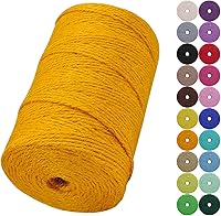 Vista 25 de Cuerda de yute natural de 0.079 pulgadas y 328 pies para manualidades, cuerda de yute de colores de 3 capas para envoltura de regalos, jardinería