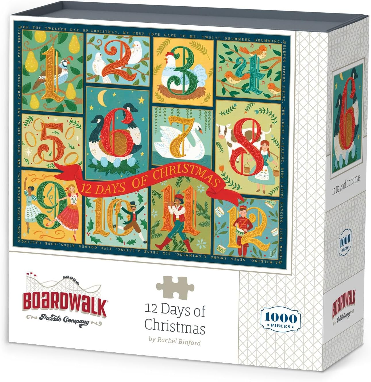 Boardwalk Puzzles 12 Days of Christmas, 1000 Piece Jigsaw Puzzle for Adults, Made in USA