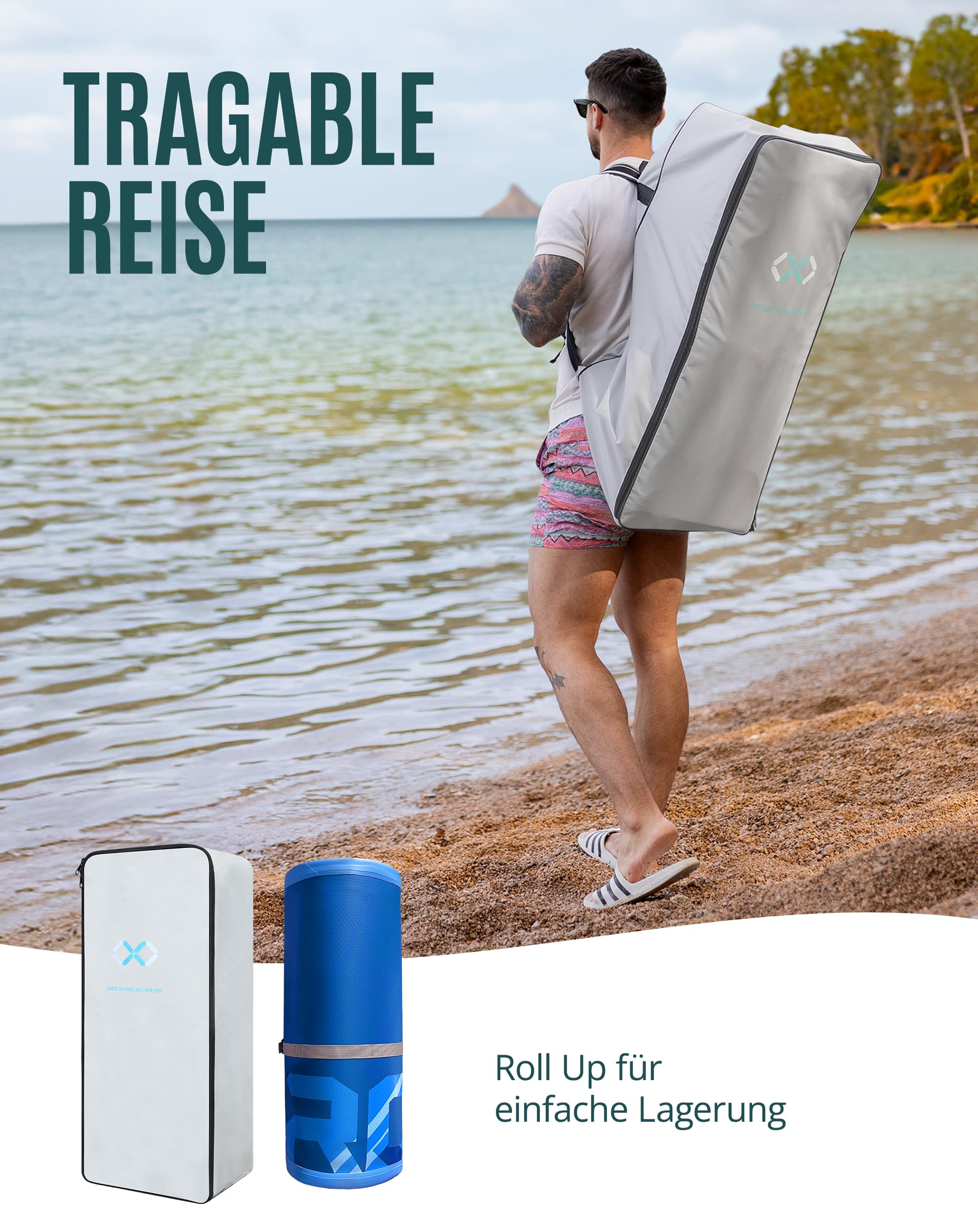 ZLX Stand Up Paddling Board 350x89cm,SUP Board Set,Stand Up Paddle mit Einzigartige Mittelfinne,Rutschfester Deckpad,Standup Paddle Board 250kg Tragkraft,für Erwachsene,Anfänger,alle Könnensstufen
