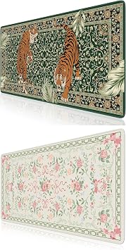 HAOCOO Couple Mouse Pad, Tiger & Rose Desk Mat, Cute Desk Mat, Keyboard Mats for Desk, XXL Mouse Pad with Non-Slip Rubber Base, Desk Pad Mat with Stitched Edges