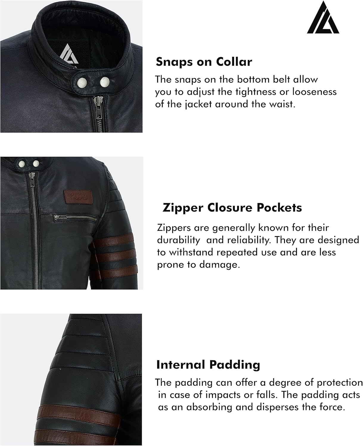 Men’s Stripe Classic Genuine Leather Jacket Premium Cowhide Biker Coat with Tailored Fit & Quilted Stitching - Image 5