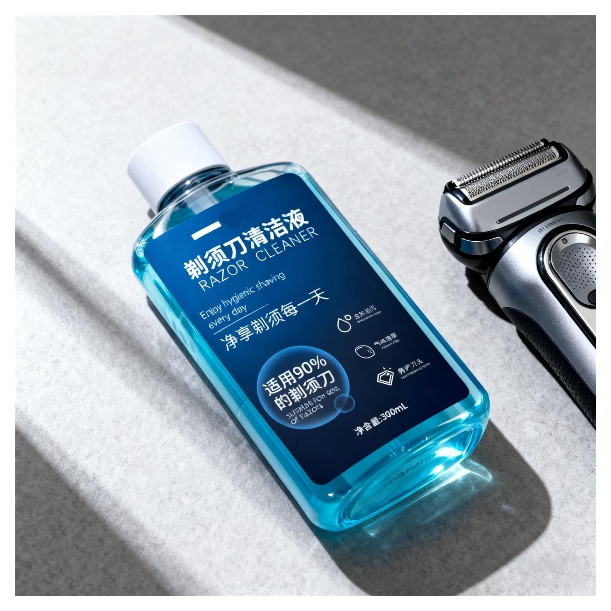 Líquido de limpieza for afeitadora, cartucho renovador, limpieza de gérmenes del cabezal de afeitadora, 300ML(Black L)