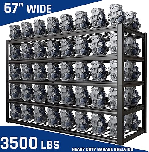 Miniatura 3 de Estantería de garaje de 67 pulgadas de ancho resistente, 67 pulgadas de ancho x 24 pulgadas de profundidad x 84 pulgadas de alto, Estantes de metal